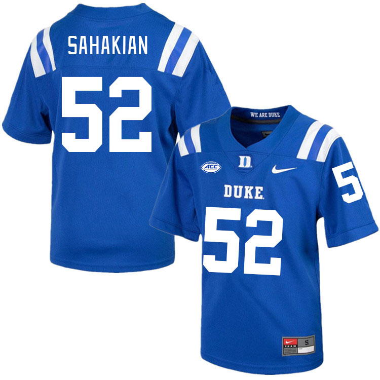 Men #52 Micah Sahakian Duke Blue Devils College Football Jerseys Stitched-Royal